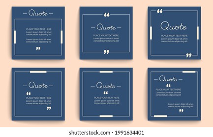 Quote bubbles, Luxury quote frames templates set. Text in brackets, citation empty speech bubbles, Content for Social media, Vector illustration EPS.10