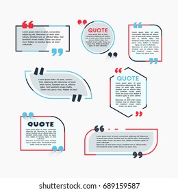 Quote Bubbles - modern vector color set of different shapes with filler text. Various sizes. Use these high quality hollow figures for your presentation, banners and flyers. Circle, hexagon, rectangle