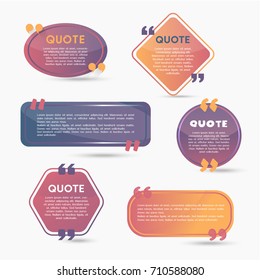 Quote Bubbles - modern vector color set of different shapes with filler text. Various sizes. Use these high quality hollow figures for your presentation, banners and flyers. Circle, hexagon, rectangle