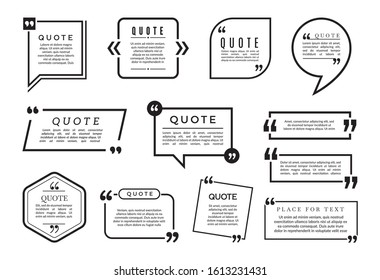 Quote bubbles set. Vector text boxes templates. Different blog frames collection