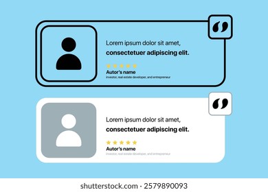 Quote bubbles and text box. Testimonial banner, quote, infographic. Social media post template designs for quotes. Editable Stroke