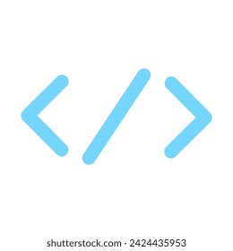 Quote character in programming. Mathematical sign angle brackets, abstract techno element for modern and retro technological design. Simple color vector pictogram isolated on white background