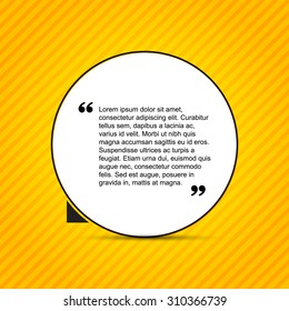 Quote citation Typographical Template, vector design. Light yellow color version. 