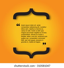 Quote citation Typographical Template, vector design. Light yellow color version. 