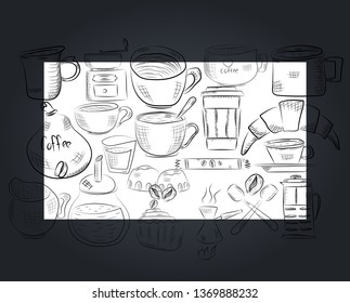 Quote coffee cup typography. Calligraphy style quote. Shop promotion motivation. Graphic design lifestyle lettering. Sketch hot drink mug inspiration vector. Coffee break