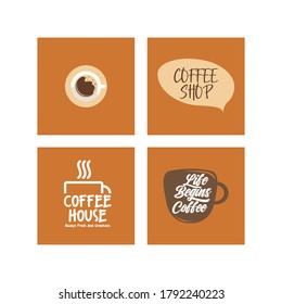 Quote coffee cup typography. Calligraphy style quote. Shop promotion motivation. Graphic design lifestyle lettering. vector logo. vector design coffee