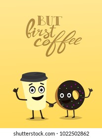 Quote coffee typography set. Calligraphy style Coffee shop promotion motivation. Graphic design lifestyle lettering. Vector isolated typography design.