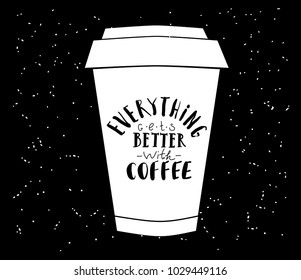 Quote coffee typography set. Calligraphy style Coffee shop promotion motivation. Graphic design lifestyle lettering. Vector isolated typography design.