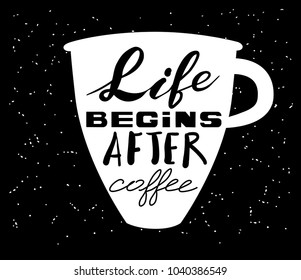 Quote coffee typography set. Calligraphy style Coffee shop promotion motivation. Graphic design lifestyle lettering. Vector isolated typography design.