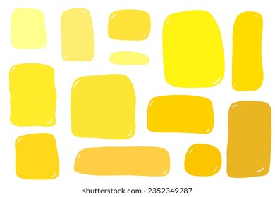 Cita la colección de plantillas en blanco de marcos de color. Juego de afiches minimalistas dibujados a mano. Cuadro de texto aislado. Burbujas de voz vacías. Ilustración vectorial en fondo blanco.