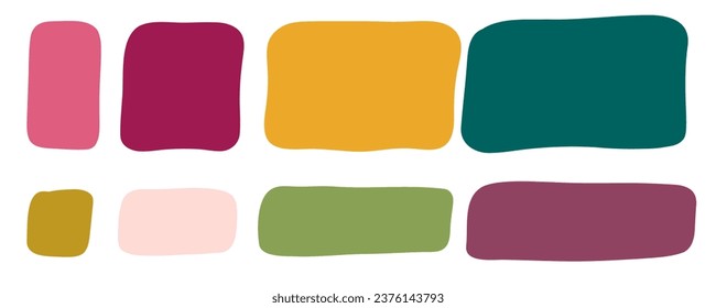 Cita la colección de plantillas en blanco de marcos de color. Juego de afiches minimalistas dibujados a mano. Cuadro de texto aislado. Se han establecido burbujas de voz vacías. Ilustración vectorial de material aislada en fondo blanco.