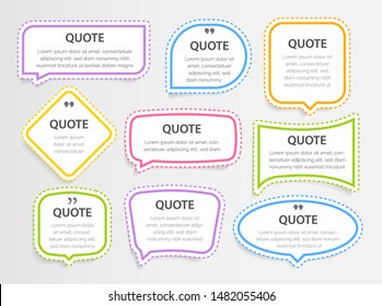 Quote colorful 3D frames textboxes Blank template with print information design quotes, stickers, vector illustration.