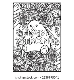 Quote Coloring Book Page Design Vector Illustration