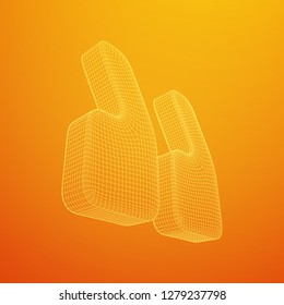 Quote comma sign abstract model line and composition digitally drawn. Wireframe low poly mesh vector illustration