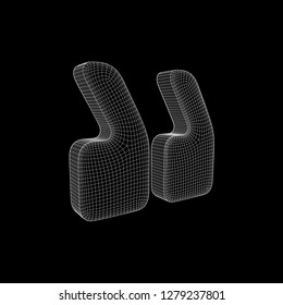 Quote comma sign abstract model line and composition digitally drawn. Wireframe low poly mesh vector illustration