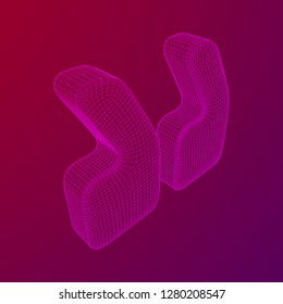 Quote comma sign abstract model line and composition digitally drawn. Wireframe low poly mesh vector illustration