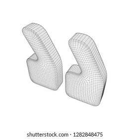 Quote comma sign abstract model line and composition digitally drawn. Wireframe low poly mesh vector illustration