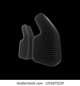Quote comma sign abstract model line and composition digitally drawn. Wireframe low poly mesh vector illustration