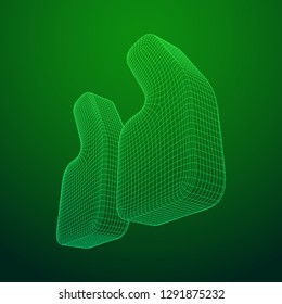 Quote comma sign abstract model line and composition digitally drawn. Wireframe low poly mesh vector illustration