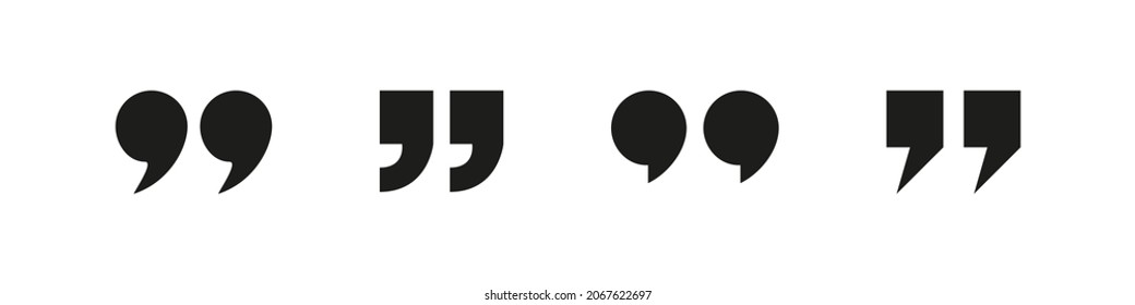 Quote commas icon. Quotation sign isolated vector set. Text brackets symbol. Quote comma on white background