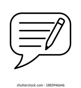 Quote, comment and feedback icon. Symbol with talk bubble. Black stroke isolated on white background. Vector eps10