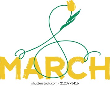 quote with congratulations on international women's day, lettering on march 8