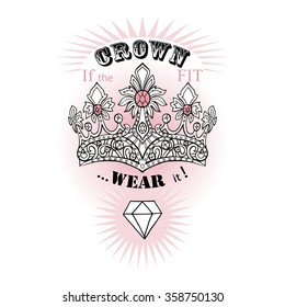 quote design with crown, t-shirt print