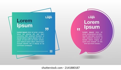 Quote Design, Frame Vector, Purple and Green, Baloon Illustration, Shape
