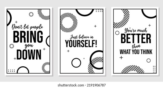 quote design set for wall decoration. black and white background. simple and cool interior