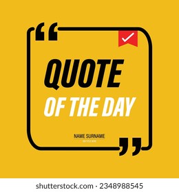 Quote design template. Empty textbox frame with copyspace Borders with separate quotation marks on background. social media posts and banner website. Empty Quote Frames on yellow background.