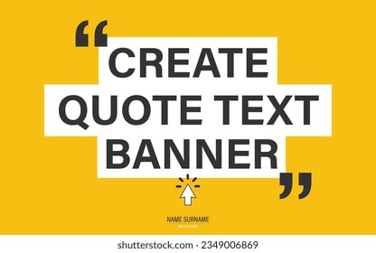 Quote design template. Empty textbox frame with copyspace Borders with separate quotation marks on background. social media posts and banner website. Empty Quote Frames on yellow background.