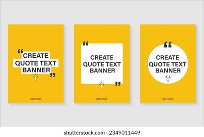 Quote design template. Empty textbox frame with copyspace Borders with separate quotation marks on background. social media posts and banner website. Empty Quote Frames on yellow background.