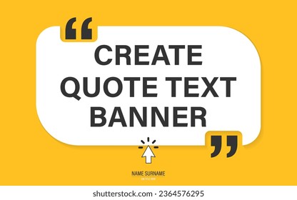 Quote design template. Empty textbox frame with copyspace Borders with separate quotation marks on background. social media posts and banner website. Empty Quote Frames on yellow background.	