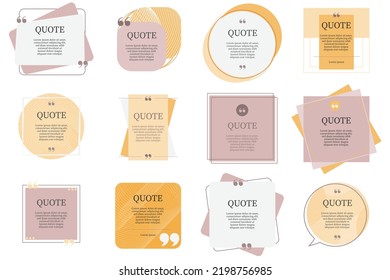 Quote designed box frame vector illustration set