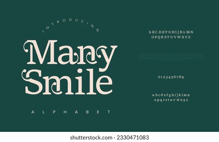 Cita el elegante alfabeto del tipo de letra del logotipo de moda de boda abstracto de lujo elegante. Tipos de letra urbanos clásicos mínimos para logotipo, marca, etc. Tipografía tipo mayúsculas minúsculas y número. ilustración vectorial