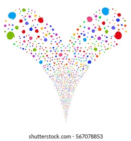 Quote fireworks stream. Vector illustration style is flat bright multicolored iconic symbols on a white background. Object double fountain constructed from random pictograms.