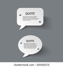 Quote form on paper speech bubbles with shadow, vector design template