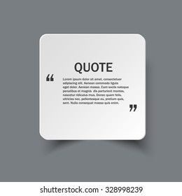 Quote form on square paper banner with shadow, vector design template