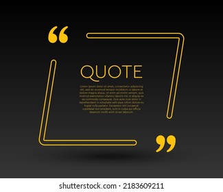 Quote frame blank. Empty box for message, citation, aphorism, motivation. Pattern frame for information messages. Vector quote form inspiration. Background for text, circle in brackets