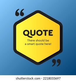 Quote frame blank. Empty box for message, citation, aphorism, motivation. Pattern frame for information messages. Vector quote form inspiration. Background for text, circle in brackets