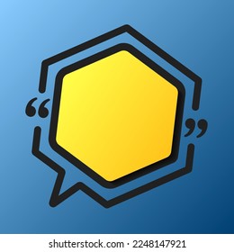 Quote frame blank. Empty box for message, citation, aphorism, motivation. Pattern frame for information messages. Vector quote form inspiration. Background for text, hexagon in brackets
