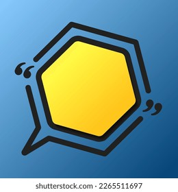 Quote frame blank. Empty box for message, citation, aphorism, motivation. Pattern frame for information messages. Vector quote form inspiration. Background for text, hexagon in brackets
