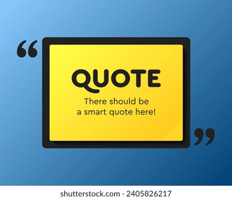 Quote frame blank. Empty box for message, citation, aphorism, motivation. Pattern frame for information messages. Vector quote form inspiration. Background for text, hexagon in brackets