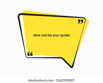 Quote frame blank. Empty box for message, citation, aphorism, motivation. Pattern frame for information messages. Vector quote form inspiration. Background for text, rectangle in brackets