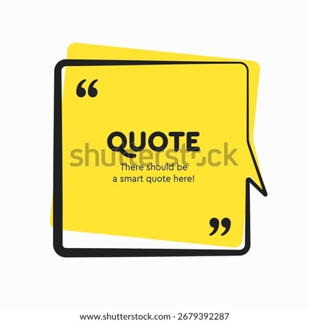 Quote frame blank. Empty box for message, citation, aphorism, motivation. Pattern frame for information messages. Vector quote form inspiration. Background for text, square in brackets