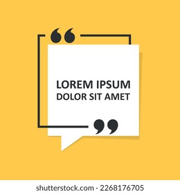 Quote frame blank template icon in flat style. Empty speech bubble vector illustration on isolated background. Textbox sign business concept.