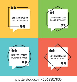 Quote frame blank template icon in flat style. Empty speech bubble vector illustration on isolated background. Textbox sign business concept.