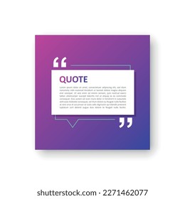 Quote frame blank template icon in flat style. Empty speech bubble vector illustration on isolated background. Textbox sign business concept.