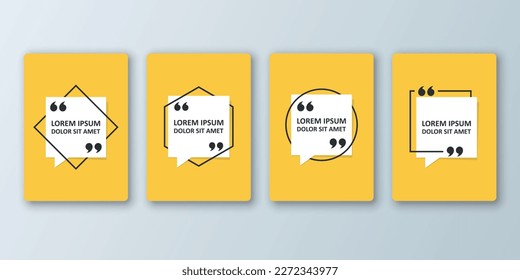 Quote frame blank template icon in flat style. Empty speech bubble vector illustration on isolated background. Textbox sign business concept.