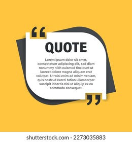 Quote frame blank template icon in flat style. Empty speech bubble vector illustration on isolated background. Textbox sign business concept.